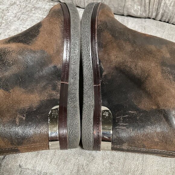 Donald J Pliner Booties 7.5M Daphne Brown Leather Wedge Suede Distressed Leather - Picture 9 of 14